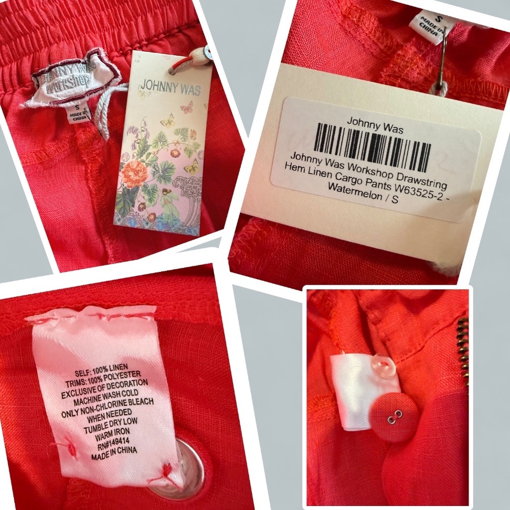 JOHNNY WAS Workshop Drawstring Hem Linen Cargo Pa… - image 10